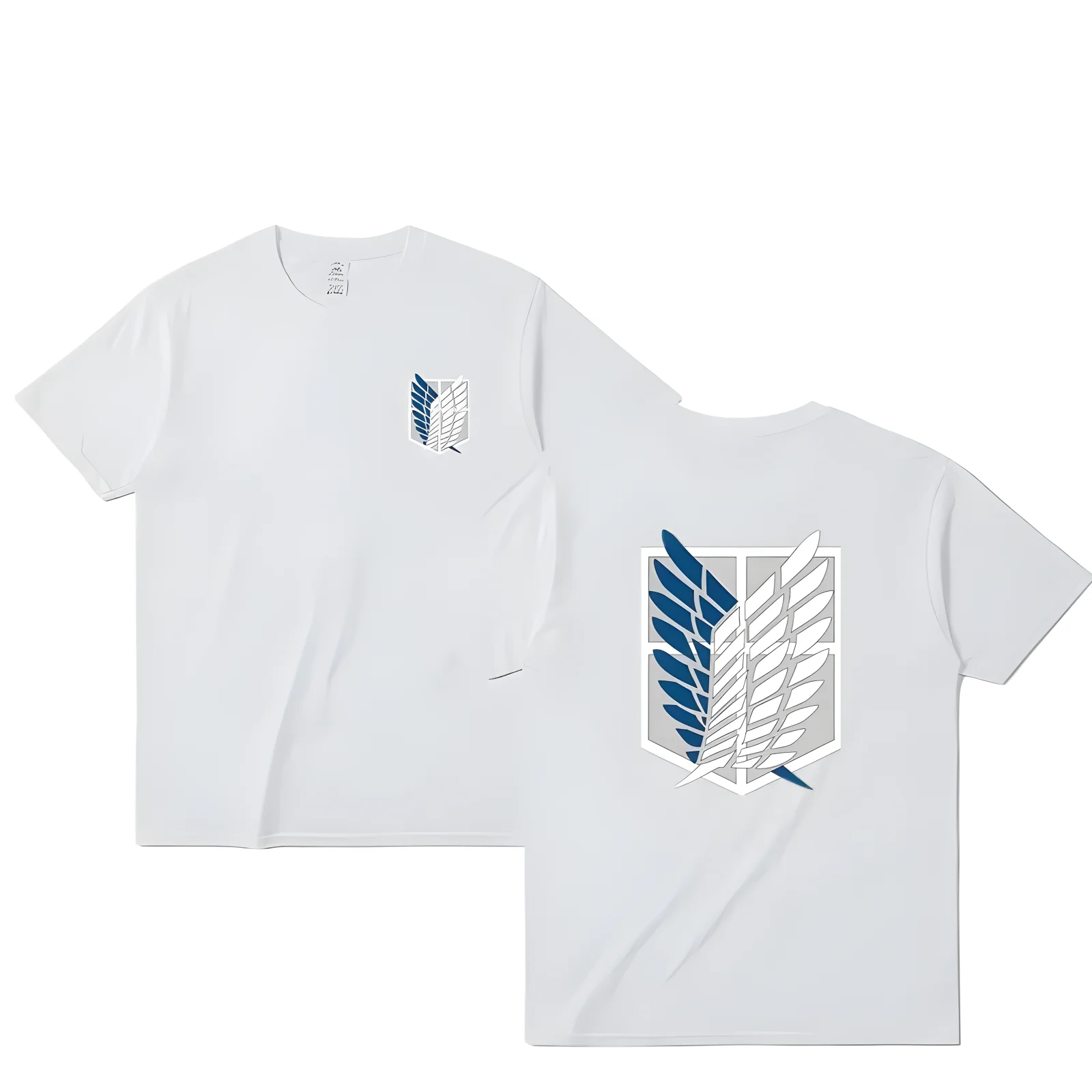 Color: WHITE, Size: XXL - Attack on Titan T-shirt Wings of Freedom Short Sleeve Ackerman Mikasa Eren Jaeger Men Cotton Tops Summer Oversized O-Neck Tee