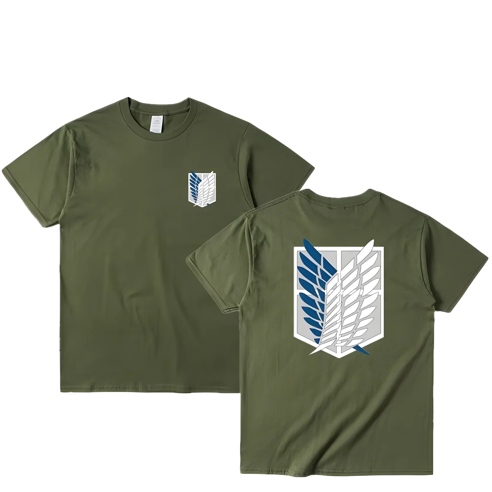 Color: WHITE, Size: XXL - Attack on Titan T-shirt Wings of Freedom Short Sleeve Ackerman Mikasa Eren Jaeger Men Cotton Tops Summer Oversized O-Neck Tee