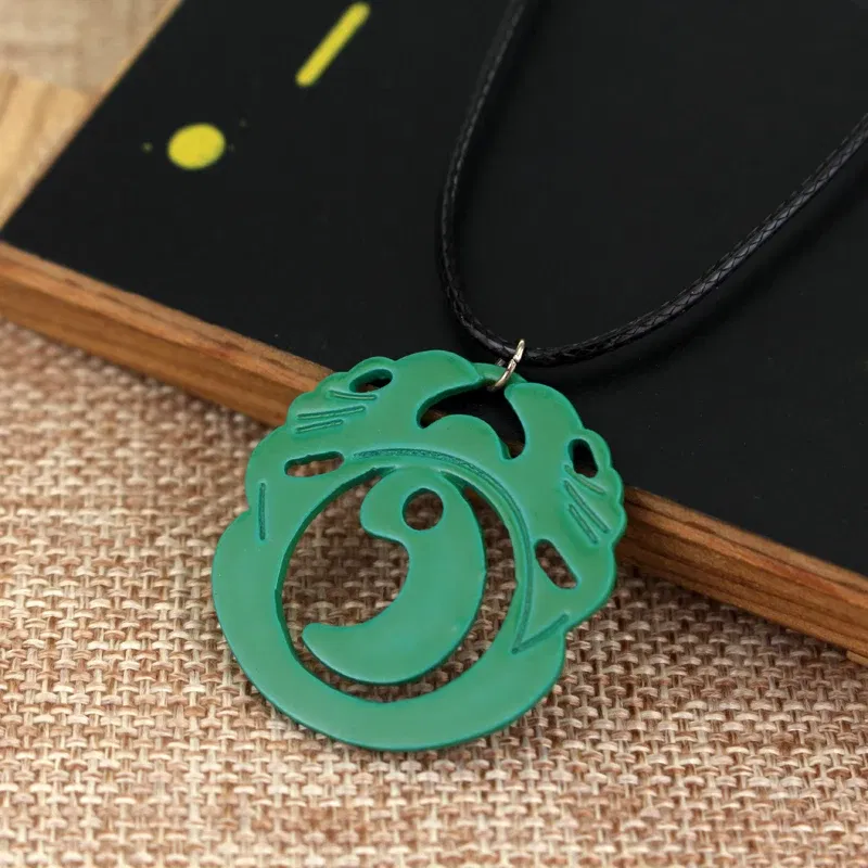 Tomb Raider Green Pendant Necklaces Lara Croft Adjustable Long  Rope Chain Wome Men Necklace Jewelry Accessories Gift For Friend