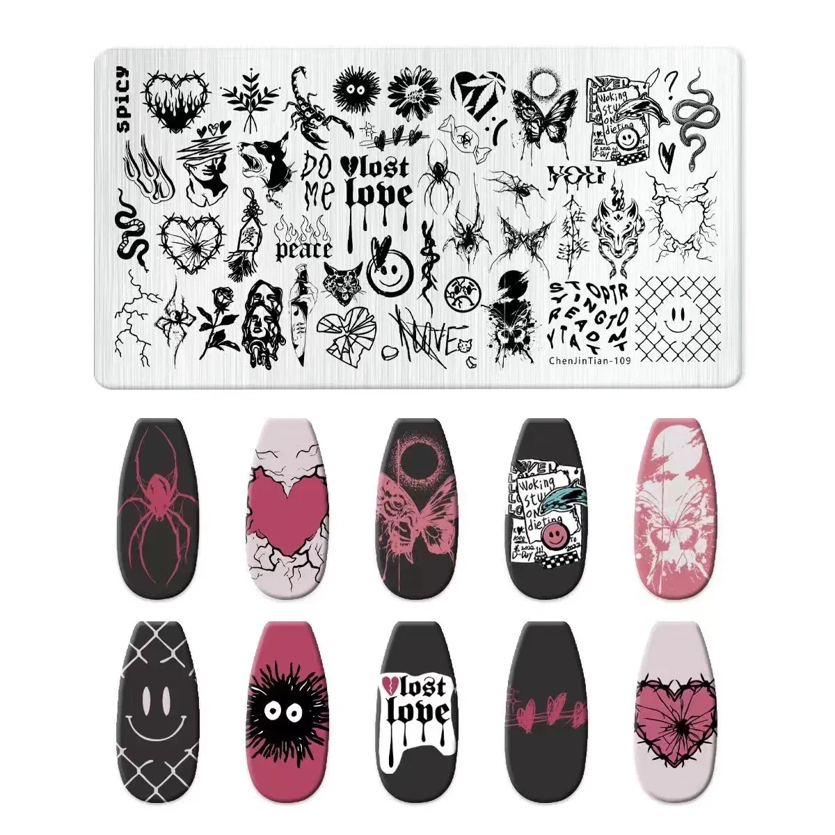 Color: NUDE - Cartoon Animal Nail Art Templates Stamping Plate Palace style Design Flower Glass Temperature Lace Stamp Templates Plates Image