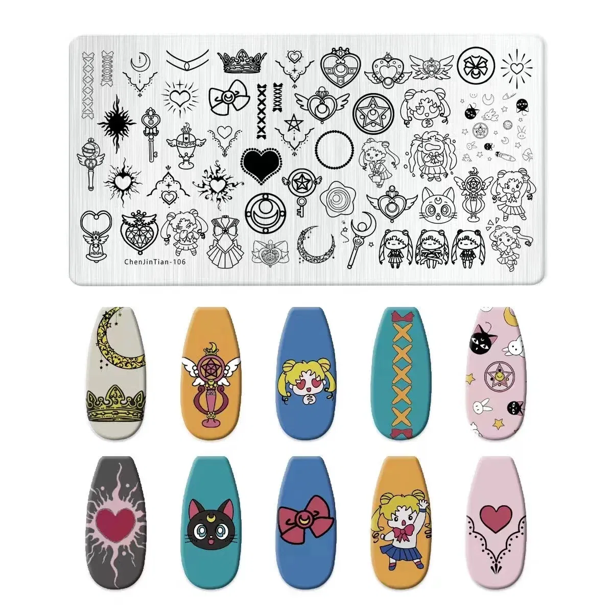 Color: NUDE - Cartoon Animal Nail Art Templates Stamping Plate Palace style Design Flower Glass Temperature Lace Stamp Templates Plates Image