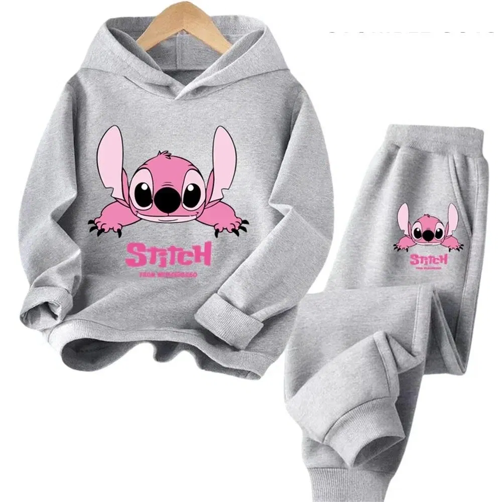 Color: green, Kid Size: 3T - Children Hoodies Stitch Kawaii Fashion Pullover Sweatshirt Anime Trucksuit Manga Cartoons Girls Boy Kids Autumn Casual Clothes