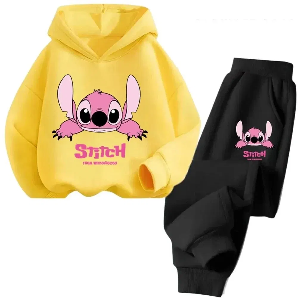Color: green, Kid Size: 3T - Children Hoodies Stitch Kawaii Fashion Pullover Sweatshirt Anime Trucksuit Manga Cartoons Girls Boy Kids Autumn Casual Clothes