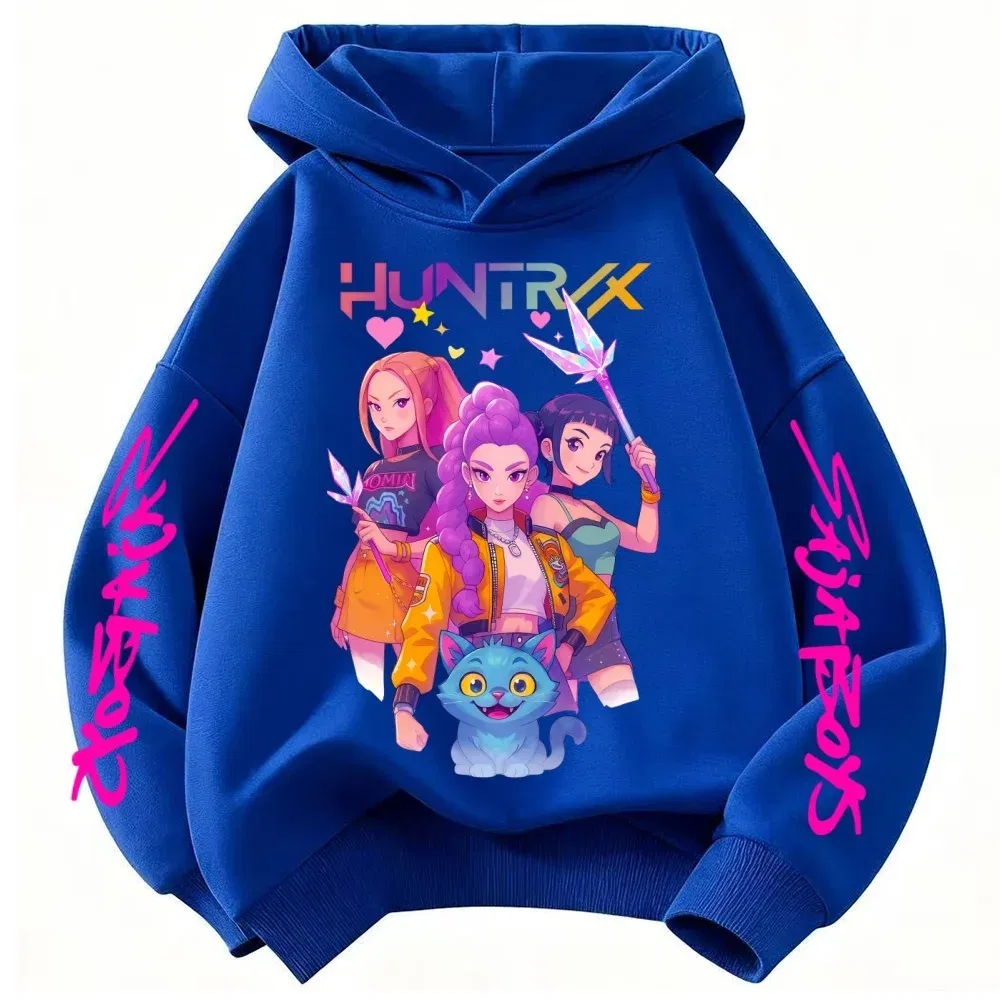 Color: Yellow, Kid Size: 3T - Movie KPop Demon Hunters Rumi Mira Zoey Graphic Hoodie Men's Women Korean Fashion Trend Streetwear Unisex Casual Fleece Pullover