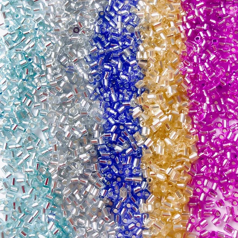 Color: Lavender, Item Diameter: 2mm - 2mm Glass Seed Loose Beads Silver Color Inner Long Tube Charms DIY Craft Bracelet Jewelry Making Supplies Necklace Accessories