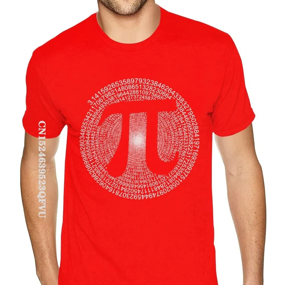 Color: Red, Size: XXL - Classic Pi T Shirt 3,14 Pi Number Symbol Math Science Gift Tee Shirts For Men Make Your Own Soft Cotton HipHop Print Tee