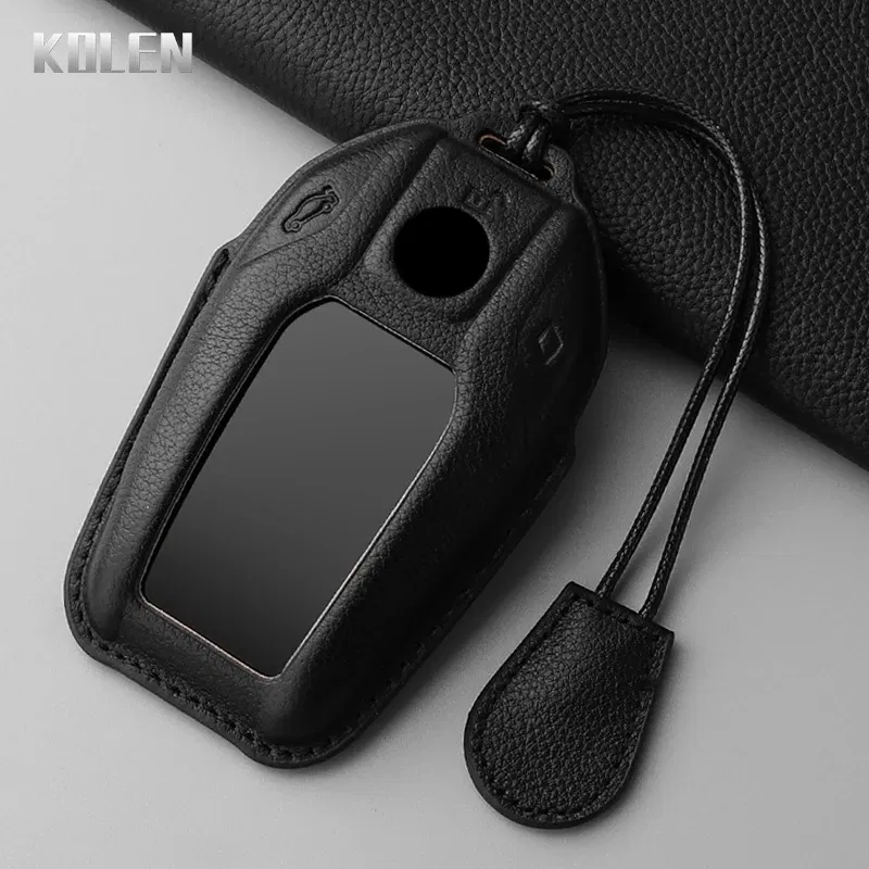 Color Name: Red - Dermis Leather Car LED Display Key Case Cover Shell For BMW 5 7 Series X3 X4 X5 X7 G30 G31 G11 G12 G01 GT G32 i8 Fob Accessories