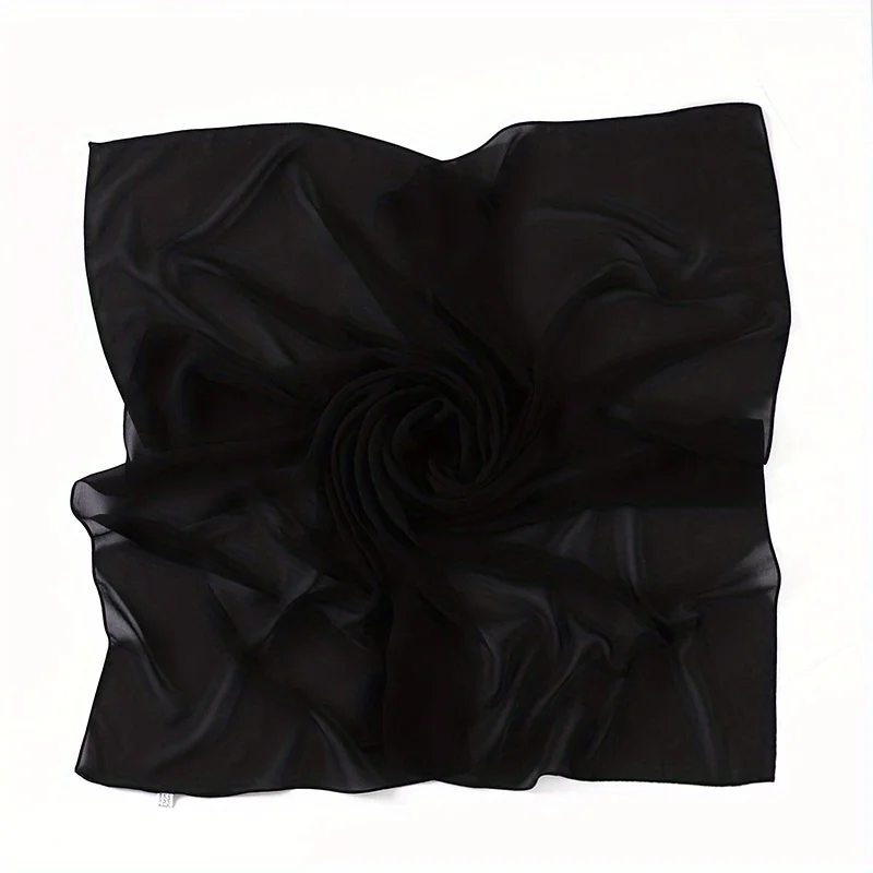 Color: WHITE, Size: One Size - 110*110cm Chiffon Square Hijabs Scarf For Woman Muslim Turban Hat Islam Headscarf Women Plain Veil Jersey Hijabs Ramadan