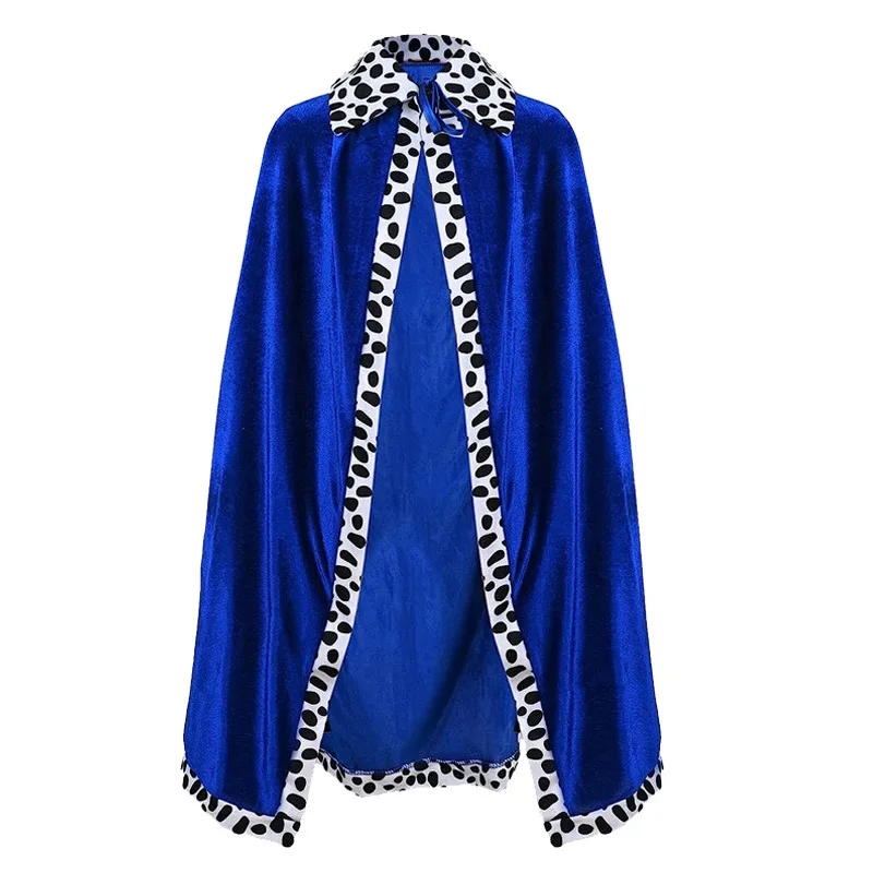 Color: PURPLE, Size: S - Adult Kids King Emperor Cosplay Costume Red Pleuche Cloak Prince Robe Crown Children Birthday Party  Christmas Props Cape