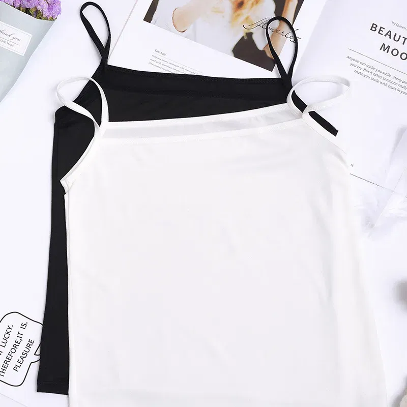 Color: creamy-white, Size: One Size, Ships From: CN - Women's Camisole Women's Bottoming Milk Silk Texture Comfortable Cool Shirts Women's Sexy Slim Slim Underwear