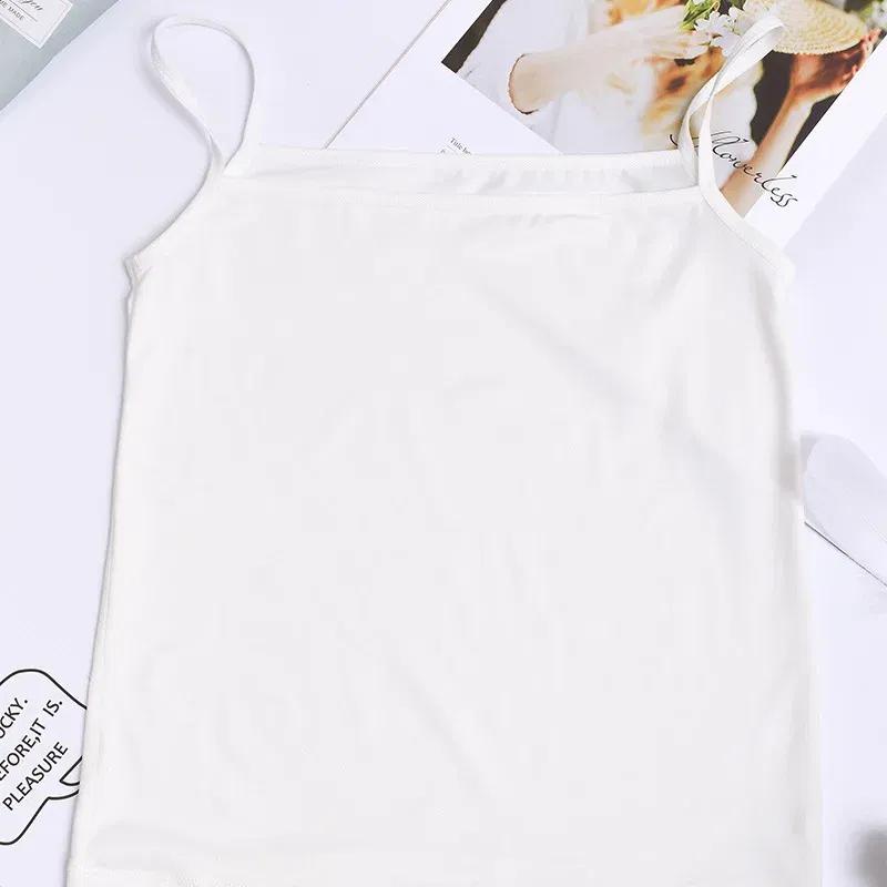 Color: creamy-white, Size: One Size, Ships From: CN - Women's Camisole Women's Bottoming Milk Silk Texture Comfortable Cool Shirts Women's Sexy Slim Slim Underwear