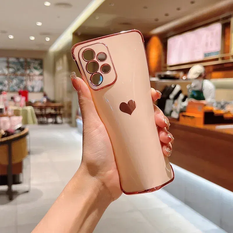 Color: MULTI, Compatible-Phone Models: For iPhone 13, Ships From: CHINA - Electroplating Side Love Heart Phone Case For Samsung Galaxy S25 Ultra S24 S23 S22 A16 A55 Protect Lens Shockproof Back Cover