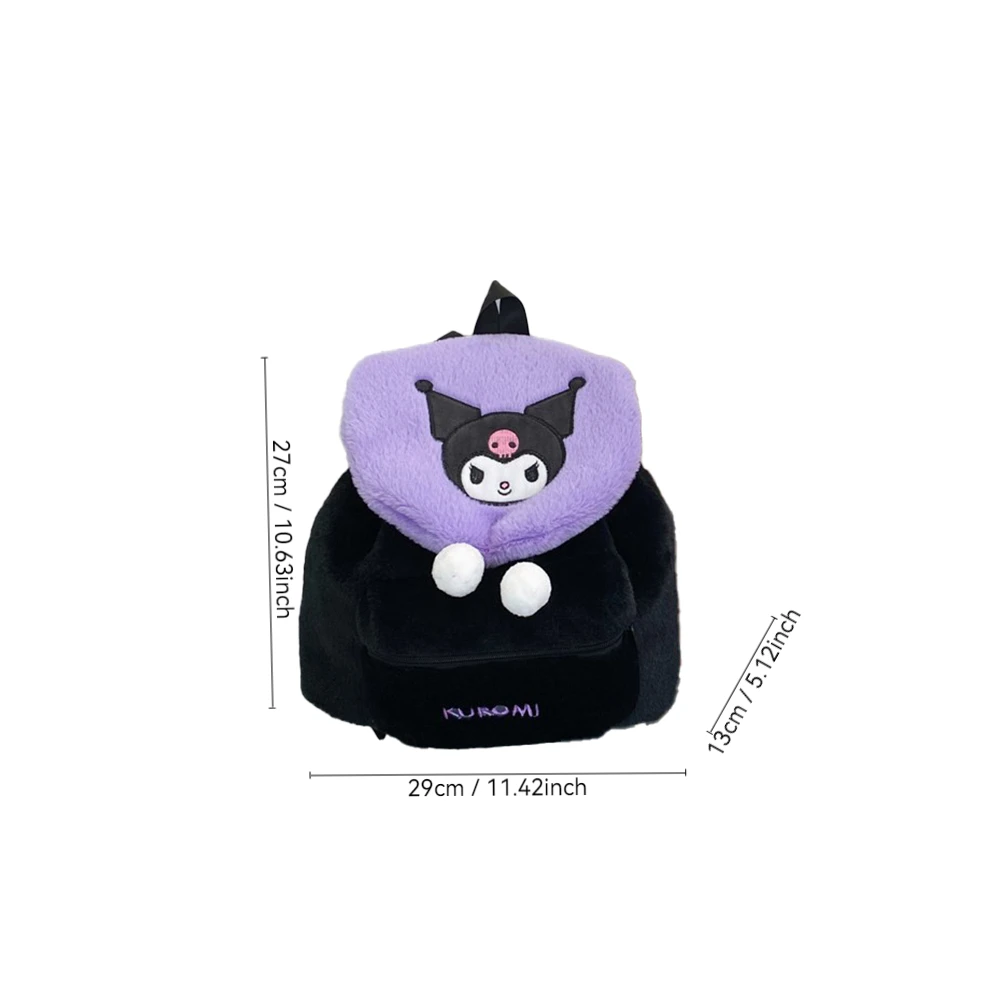 Color: WHITE - Sanrio Kuromi Melody Cartoon Cute Puppy Plush Flip Backpack Women's Casual Large Capacity Cute kawaii Cartoon School Bag Mochila