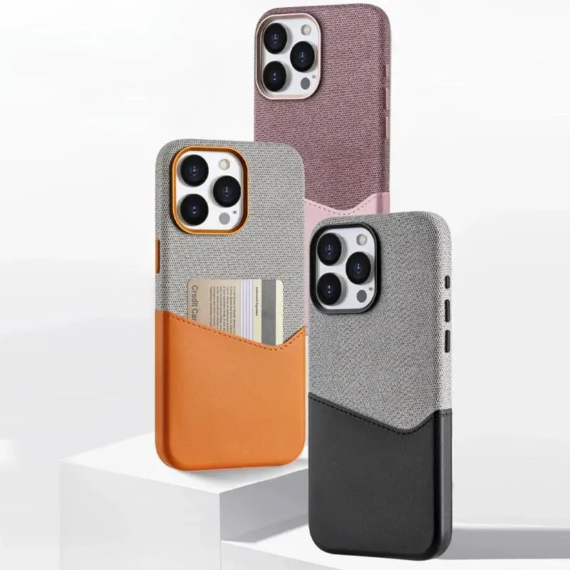 Color: Black, Material: Aluminum - Card Holder MagSafe Leather Phone Case For iPhone 15 14Pro Max 13 14 Pro 12 Pocket Wireless Charging Alloy Lens Hit Color Cover