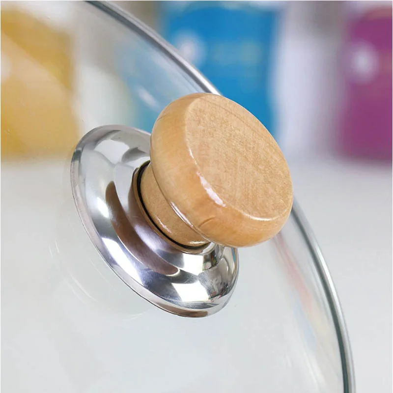 Color: Light Grey - High-grade Solid Wood Pot Lid Handle Accessories Lid Button