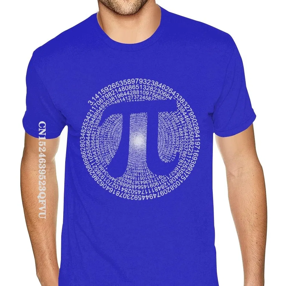 Color: Blue, Size: XXL - Classic Pi T Shirt 3,14 Pi Number Symbol Math Science Gift Tee Shirts For Men Make Your Own Soft Cotton HipHop Print Tee