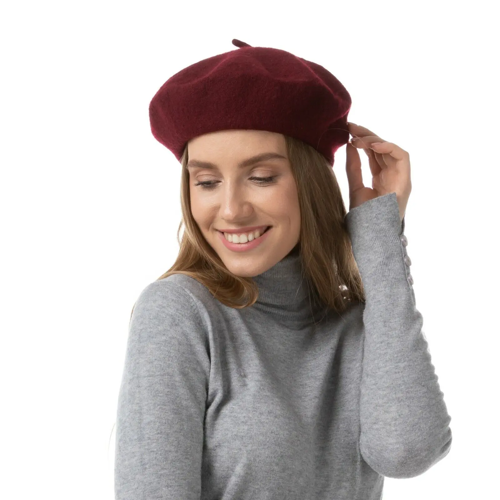 Color: black - Women Berets French Artist Style Warm Winter Beanie Versatile Hat Retro Plain Beret Solid Color Elegant Lady Girls Painter Hat
