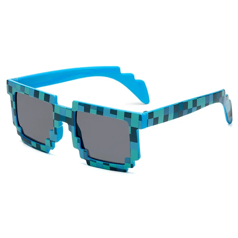 Lenses Color: Blue - 2021 New fashion Sun Glasses Hot Sale Sunglasses Creeper Glasses Novelty Mosaic Funny Goggles Boys Girls Pixel Eyewear