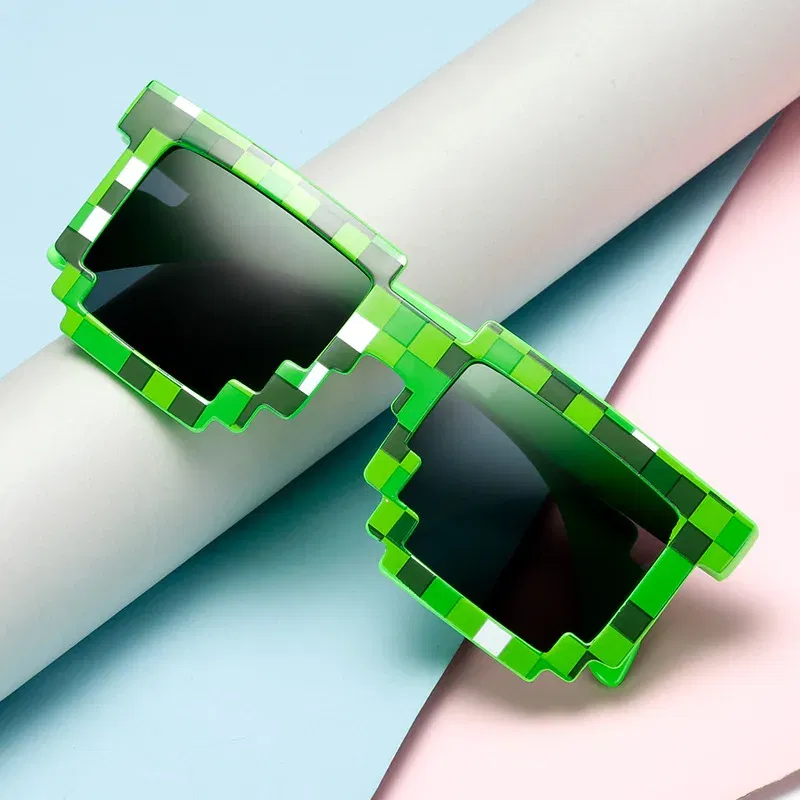 Lenses Color: Blue - 2021 New fashion Sun Glasses Hot Sale Sunglasses Creeper Glasses Novelty Mosaic Funny Goggles Boys Girls Pixel Eyewear