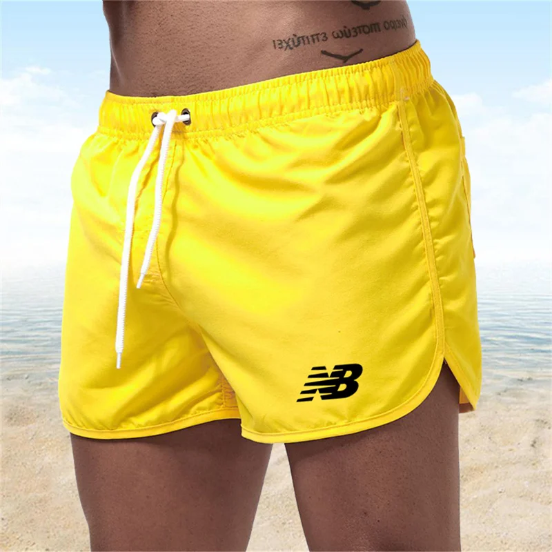 Color: Red, Size: L - Letter B Summer men's luxury beach pants clothing quick dry gym jogging sexy shorts vacation casual swimming trunks