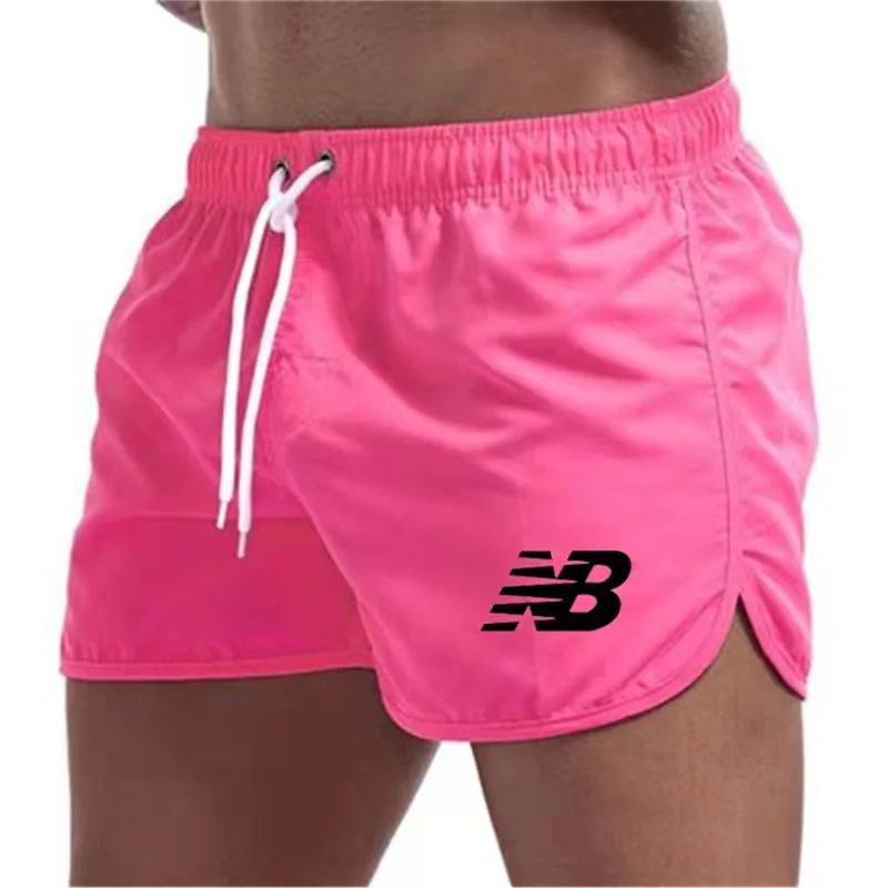 Color: Red, Size: L - Letter B Summer men's luxury beach pants clothing quick dry gym jogging sexy shorts vacation casual swimming trunks