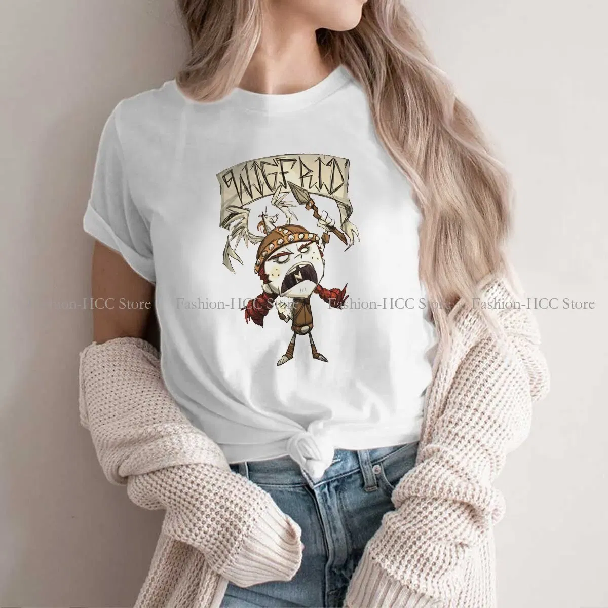 Color: WHITE, Size: XXXL - Wigfrid Casual Polyester TShirt Dont Starve Style Tops Comfortable T Shirt Female