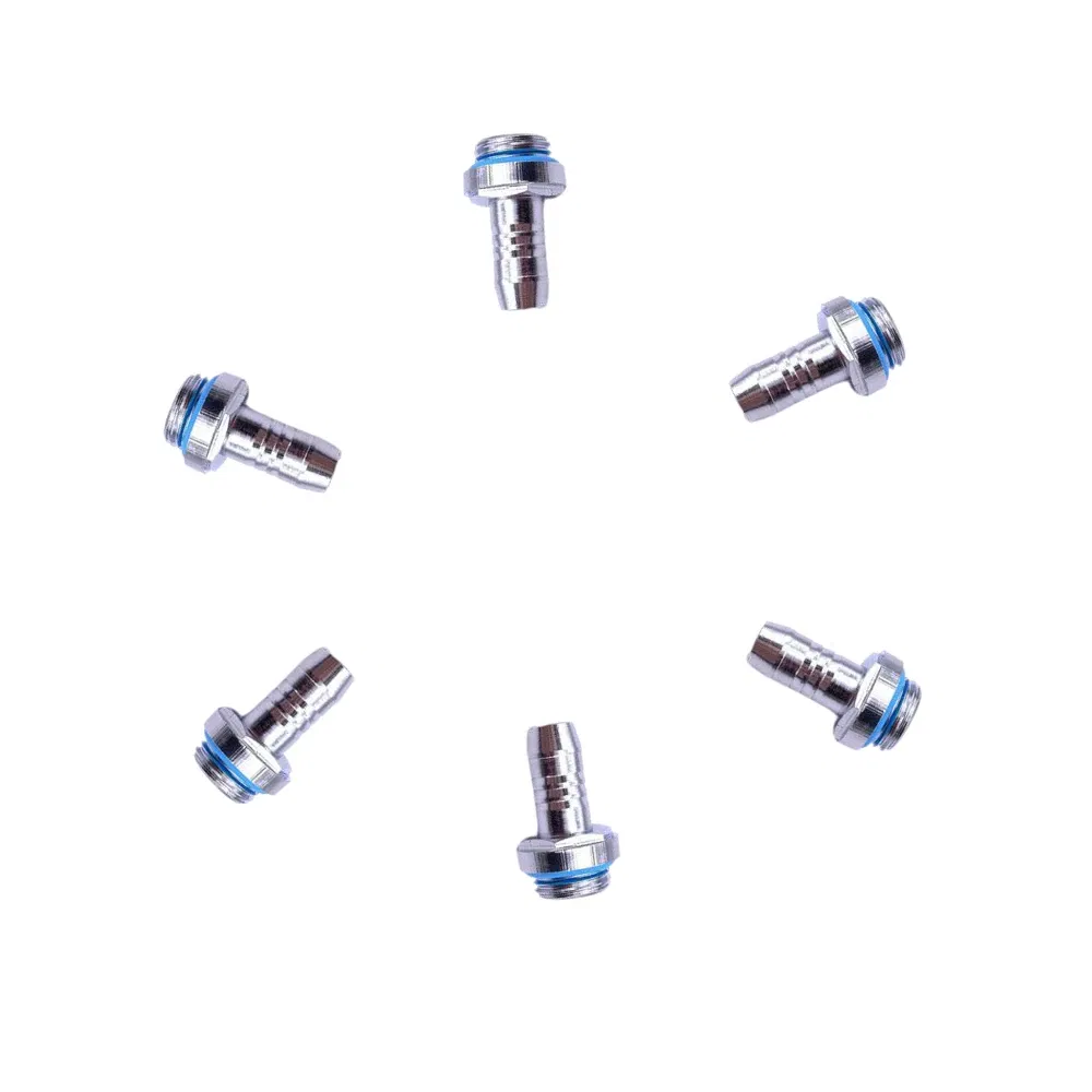 Color: WHITE - 6pcs PC Water Cooling Barb Fitting Two-Touch Fitting G1/4 Thread Barb Connector for Computer Cooling System 4/6/7.2/9/11/14mm