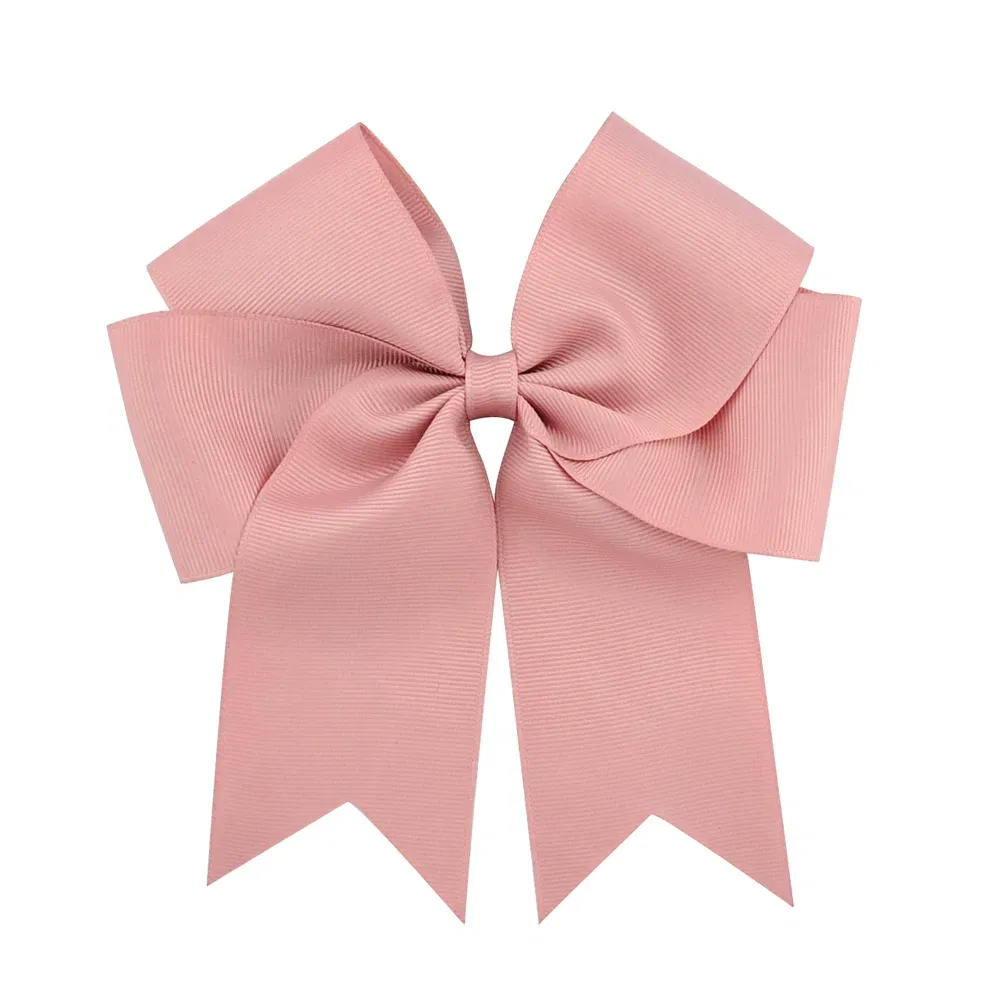 Color: GRAY - 6 Inches Colorful Elegant Hair Bows With Clip Kids Girls Grosgrain Ribbon Hair Clip Hairgrips Headwear Baby Hair Accessories