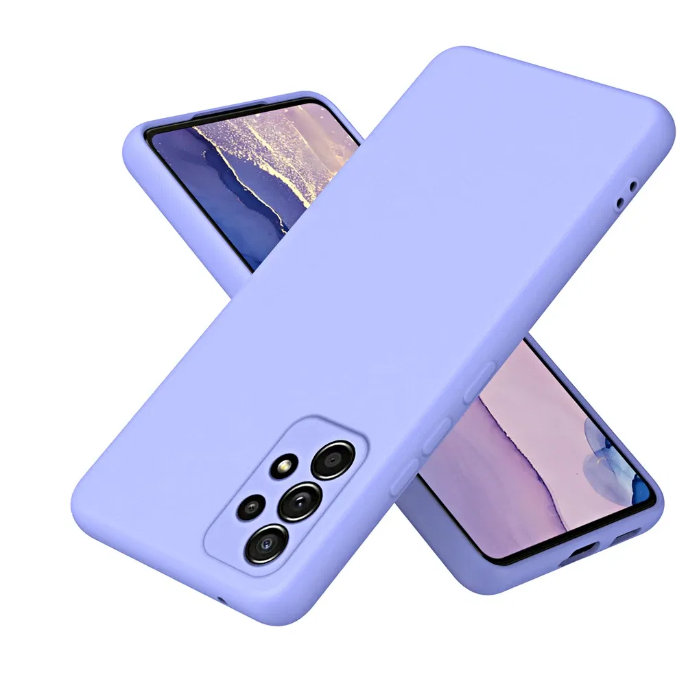 Color: Light purple, Material: Denim - Solid Silicone Protect Case For Samsung Galaxy A13 A23 A33 A53 A73 A12 A22 A32 A52 A52S A72 A04 A04S A14 A24 4G A34 A54 Cover