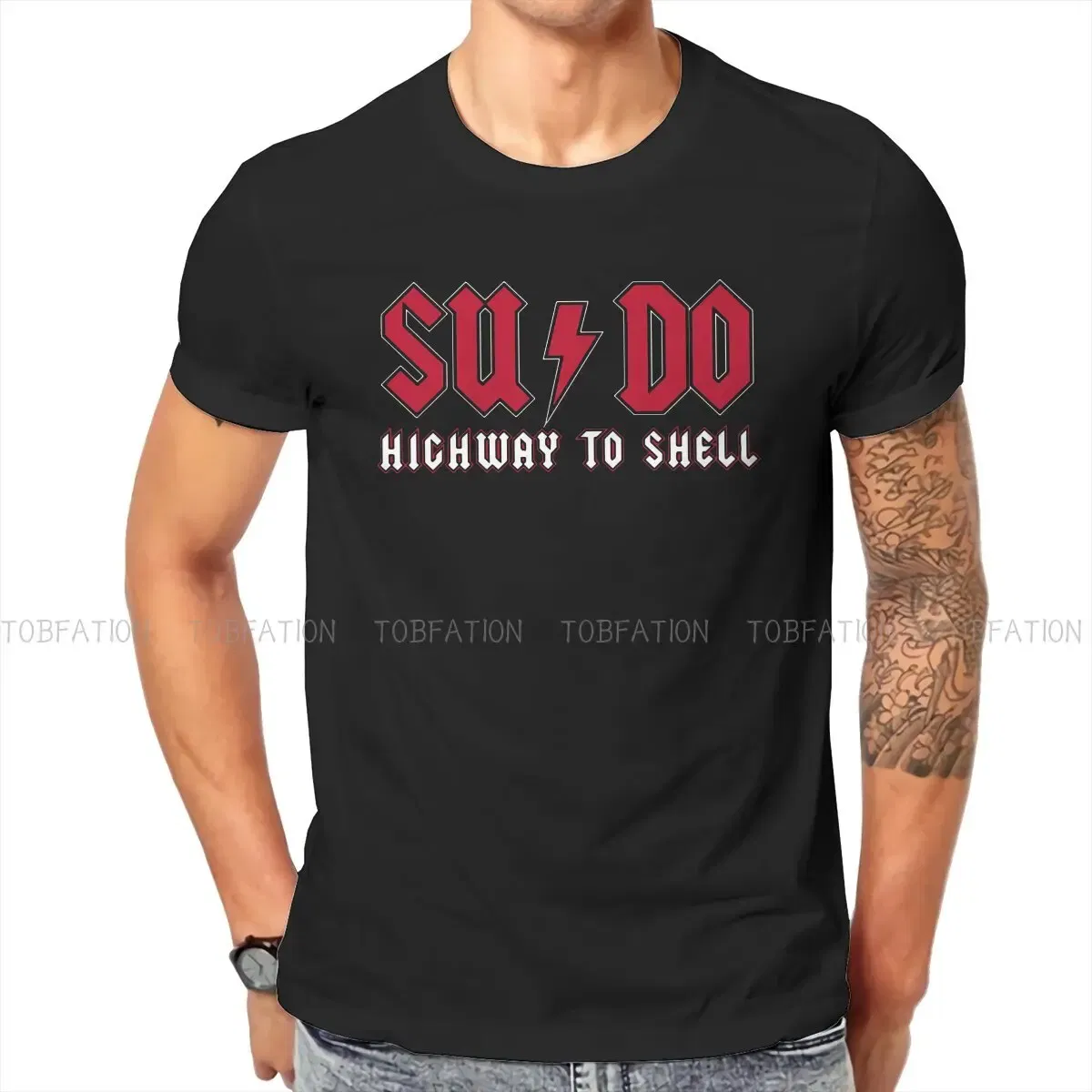 Color: black, Size: XXXL - Highway to Shell Hip Hop TShirt Linux Operating System Tux Penguin Style Tops Leisure T Shirt Men Tee SpecialPolyester