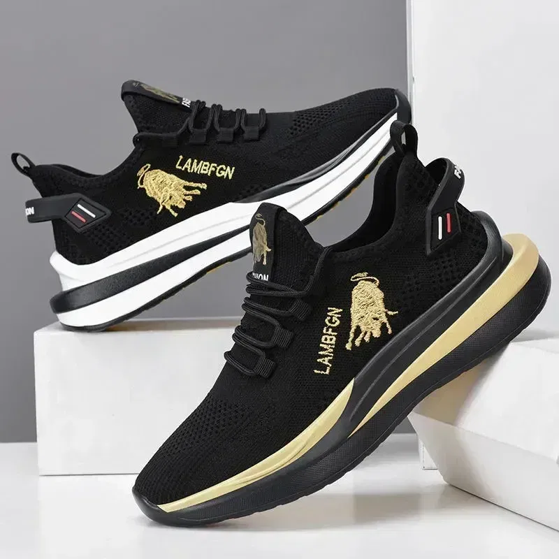 Color: Black, Shoe Size: 43 - 2024 Men's Sports and Casual Shoes Summer Fashion New Shoes Round Toe Black Spring Men's Shoes