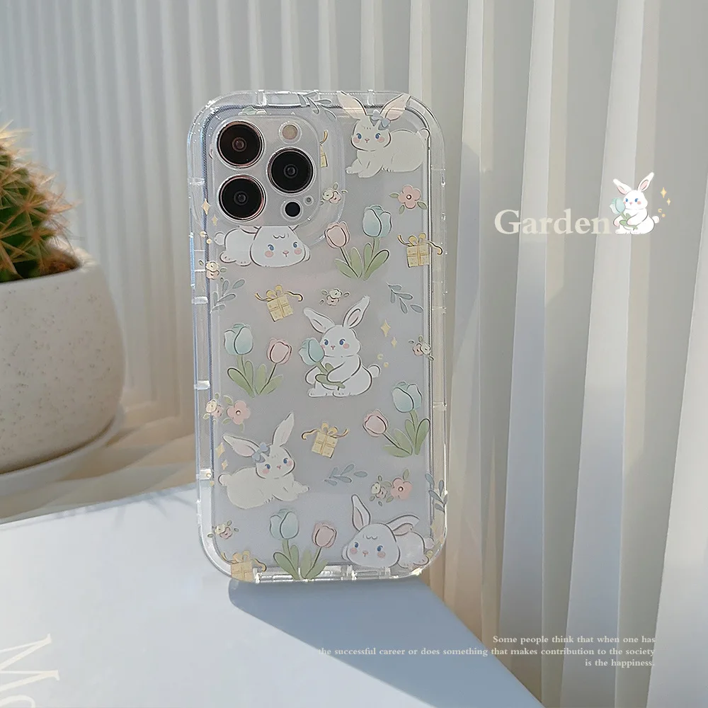 Color: black, Compatible-Phone Models: For Samsung Galaxy S20 FE - Cute Cartoon Bunny Print Phone Case for Samsung Galaxy 24 23 22 21 20 Plus Ultra FE A73 A72 A71 A52 A51 A32 Note 20 Airbag Funda