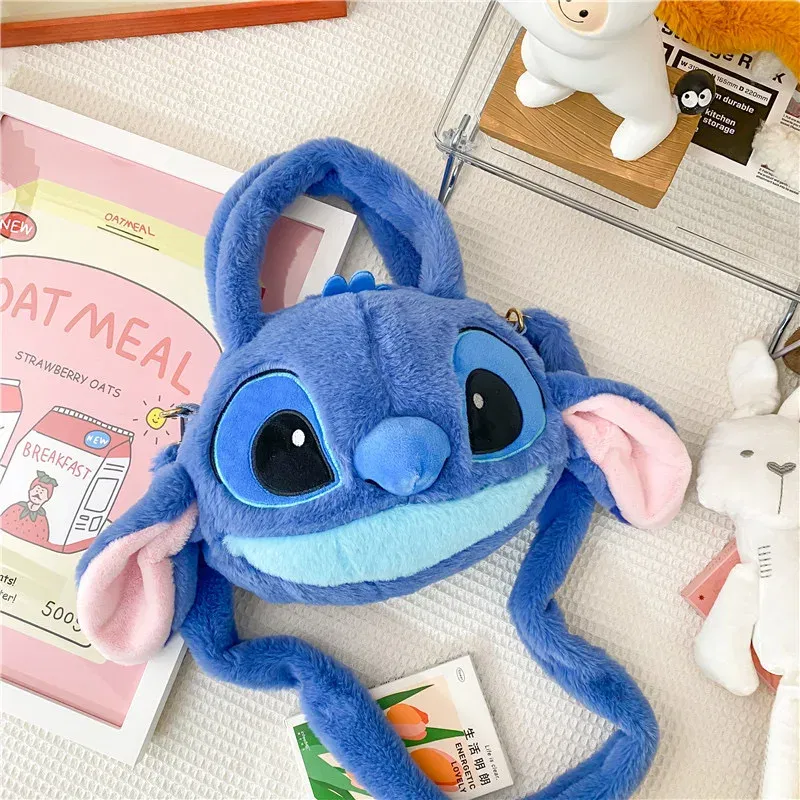 Color: black - Disney Anime Lilo & Stitch Toy Kawaii Messenger Bag Girl Heart Handbag Stitch Doll Children Cartoon Soft Sweetheart Shoulder Bag