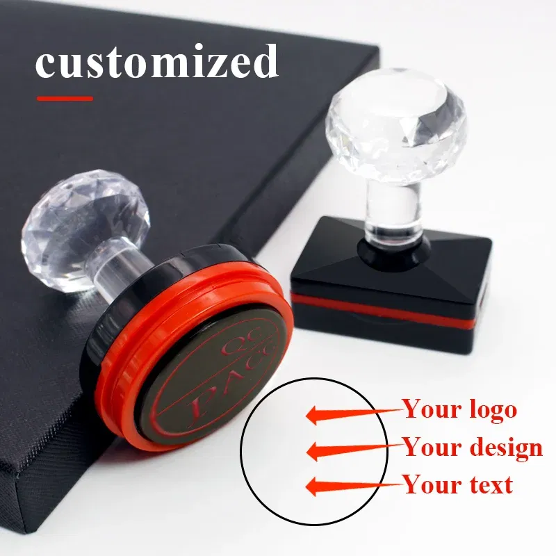 Color: WHITE - Personalized Logo Self inking Stamp Customized Photosensitive ink Stamp Your design picture