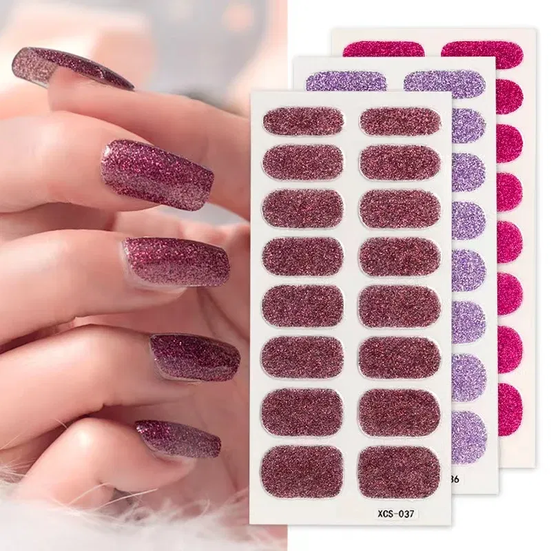 Color: Golden Brown - Nail Sticker Shiny Design Full Beauty Stickers for Nails Decals Plain Stickers Women Salon Nail Art
