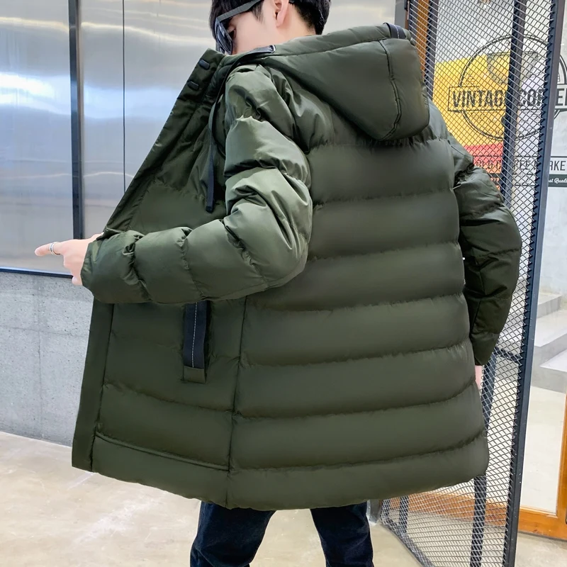 Color: black, Size: 6XL - 7xl Plus Size Padded Parkas Men Thick Warm Coats Solid Warm Cotton Long Coats Windbreaker Winter Outerwear 6xl Thermal Jacket