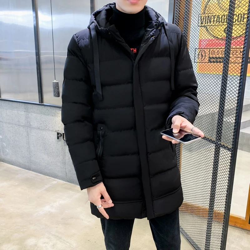 Color: black, Size: 6XL - 7xl Plus Size Padded Parkas Men Thick Warm Coats Solid Warm Cotton Long Coats Windbreaker Winter Outerwear 6xl Thermal Jacket