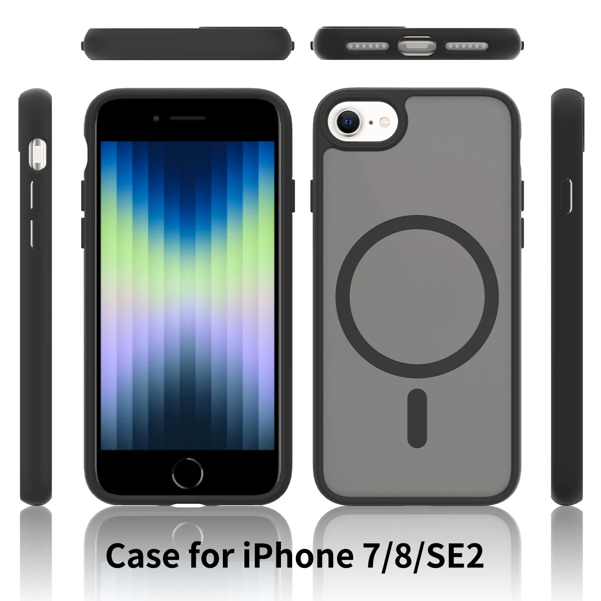 Color: black, Compatible-Phone Models: For iPhone 12 Pro Max - Non Yellowing Case For iPhone SE 2022 2020 8 16 Pro Max 15 Plus 14 13 Mini 12 11 Magsafe Mag Safe Matte Black Magnet Phone Cover