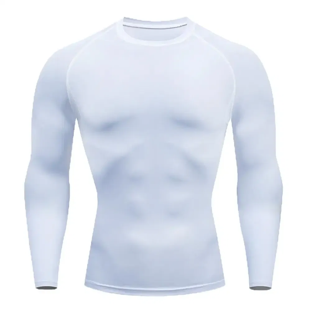 Color: Blue, Size: XL - Men Bodybuilding Sports T-Shirt Quick Dry Running Shirt Long Sleeve Compression Top Gym T Shirt Men Fitness Tight Rashgad