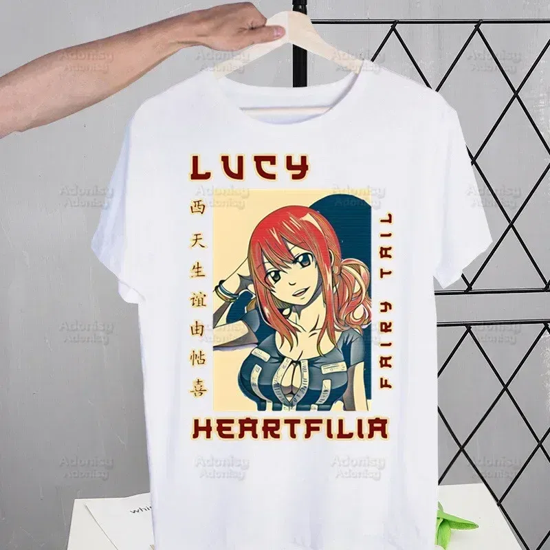 Color: army green, Size: XXXL - Anime Fairy Tail Cartoon Natsu Erza Gray Lucy T-shirts Summer Men/Women Hip Hop Tshirt Streetwear t shirts Short Sleeve Tops