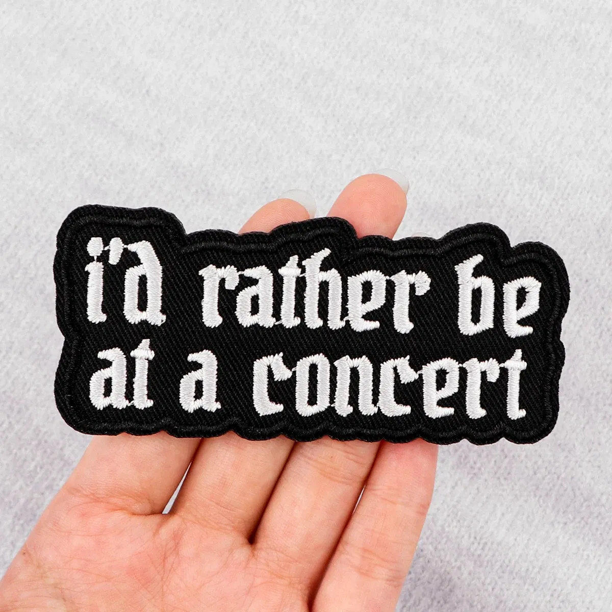 Color: Antique Brass - Letters Black Embroidery Patch Funny Quotes Iron On Patches For Clothing Thermoadhesive Patches On Clothes DIY Sew Badges