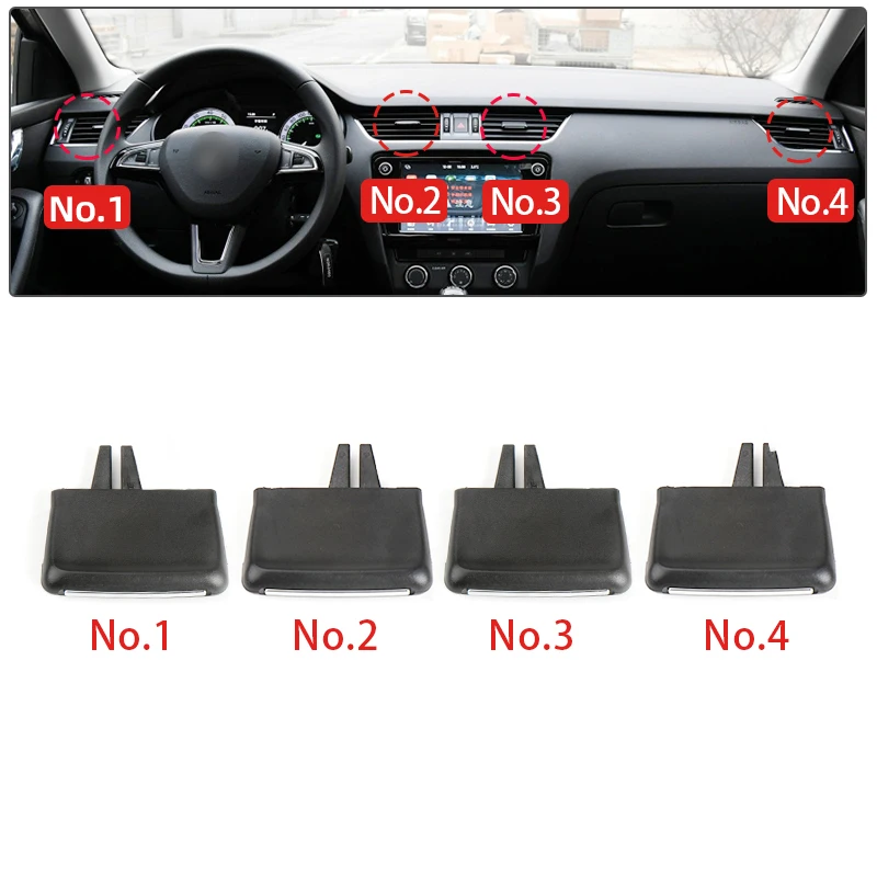 Color Name: Black - New Adjustment Plectrum Knob Dash Air Vent Grill Pick Trim Silde Cilp For Skoda Octavia 3 MK3 A7 2018 2019 2020 2015 2016 2017