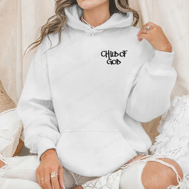 Color: GRAY, Size: XL - I Am A God Child Letter Print Hoodies Christian God Sweatshirts Hooded Pullover Pray The Lord Sweatshirt Women's Clothing