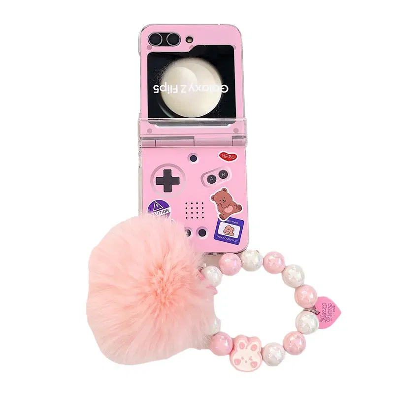 Color: Gold, Material: Neoprene - Cute Bracelet Phone Cases For Samsung Galaxy Z Flip 3 4 5 6 7 FE Hard Plastic PC Plush Case For Samsung Z Flip5 ZFlip5