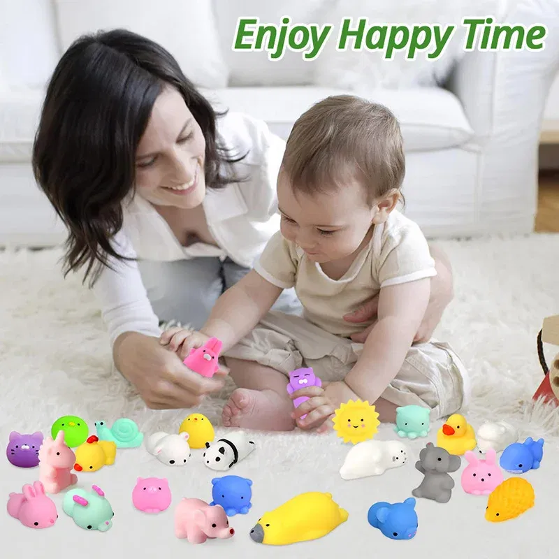 Color: Turquoise - 50-5PCS Kawaii Squishies Mochi Anima Squishy Toys For Kids Antistress Ball Squeeze Party Favors Stress Relief Toys For Birthday