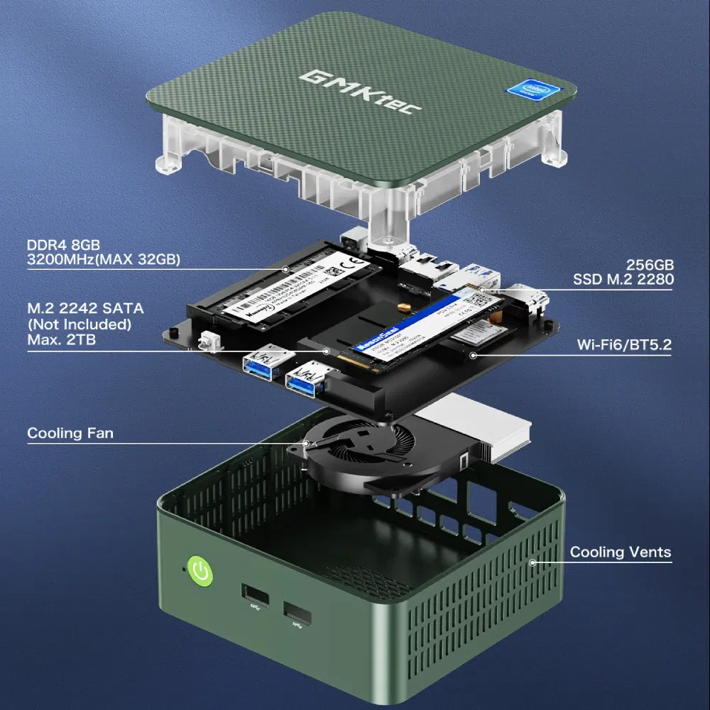 Color: black, Ships From: CHINA - New GMKtec G3 Mini PC Intel Alder Lake N100 Windows 11 Pro Mini PC 8/16GB DDR4 256/512GB PCIe M.2 SSD WiFi 6 BT5.2 Desktop