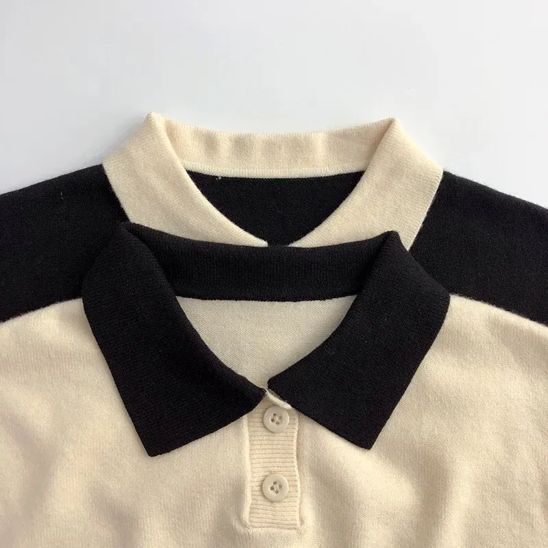 Color: black, Kid Size: 4 - 2025 Autumn New Children Long Sleeve Striped Sweater Cotton Boys Knitted Shirts Cute Baby Casual Knit Sweater Kids Clothes