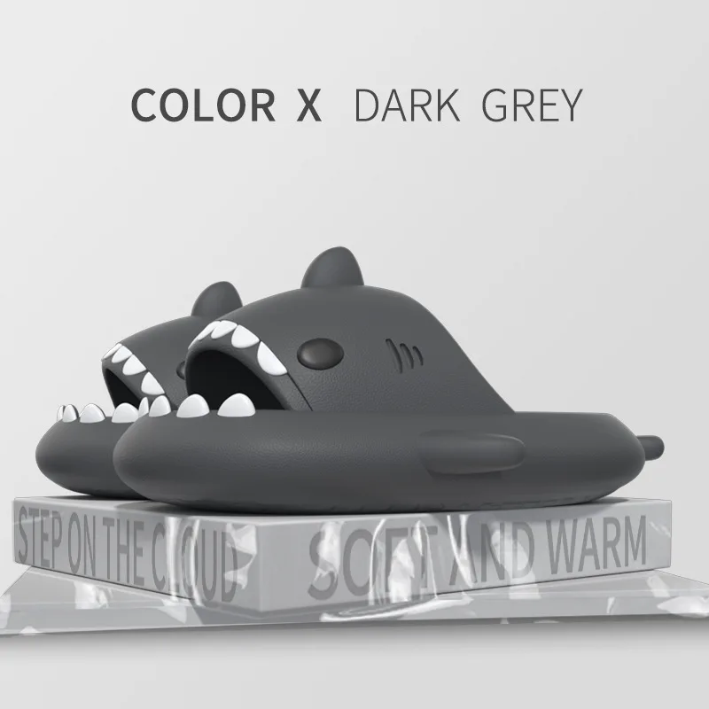 Color: GRAY, Shoe Size: 36 - Shark Slides Women Slippers Men Flip Flops Home Couple Kids Bathroom Flat Shoes Outdoor Beach Funny Sandals Men Slippers