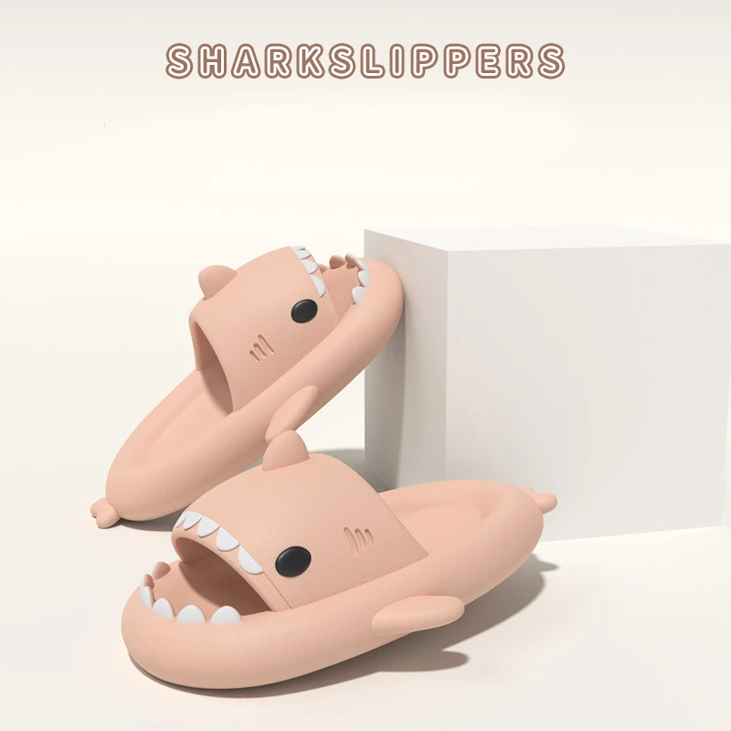 Color: GRAY, Shoe Size: 36 - Shark Slides Women Slippers Men Flip Flops Home Couple Kids Bathroom Flat Shoes Outdoor Beach Funny Sandals Men Slippers