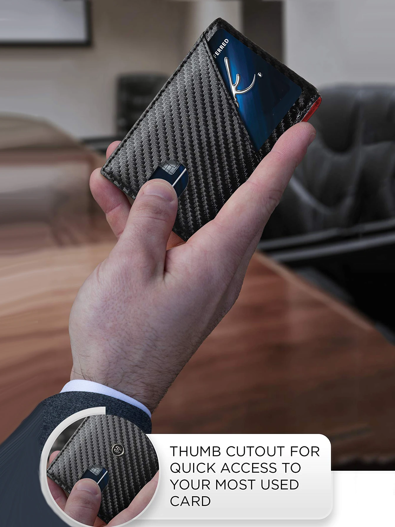 Color: Red - RFID Carbon Fiber Ultra-thin Trifold Wallet Simple Front Pocket Design Wallet Multi-function Portable 8 Card Slots Men's Wallet